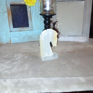 White Onyx Horse Book Shelf Holder